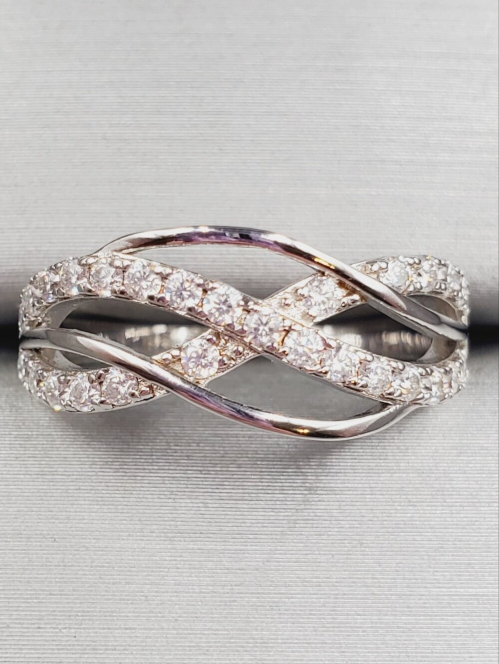 Infinity Twist Moissanite Band - 925 Sterling Silver Ring